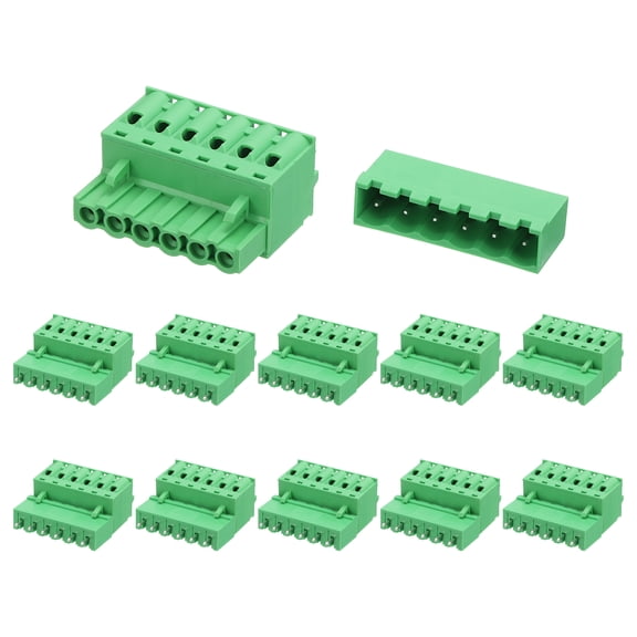 Uxcell 10 Set 6-Pin 5.08mm/0.2" Pitch PCB Mount Screw Terminal Straight Green