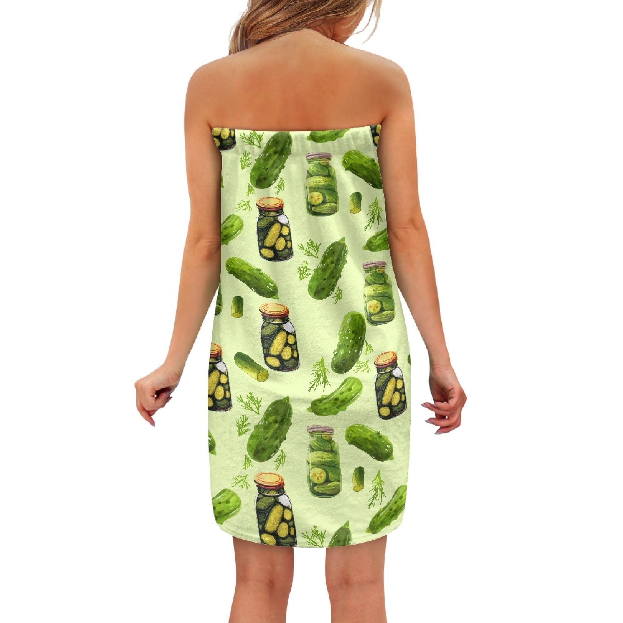 Yuyamidu Cucumber Shower Wrap for Women Size M Green Towel Wrap with Pocket Female Bath Wrap Towels Swimming Pool Bath Towels Mid Length Shower Wrap Robe