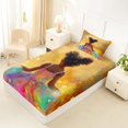 thumbnail image 4 of Castle Fairy Kawaii Black Girl Twin Sheets 3pcs,Watercolor Graffiti Print Bedding,Green Pink Gold,1 Fitted Sheet, 1 Flat Sheet and 1 Pillowcase, 4 of 6