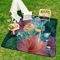 thumbnail image 6 of Crystalline Butterfly Hibiscus Jewel Fantasy Art Picnic Blanket Waterproof Outdoor Beach Blanket Hand-held Pad Suitable for Travel, Camping, Beach, Family Gatherings, 6 of 7