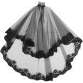 thumbnail image 2 of Velo de novia de encaje negro con borde de cinta para decoración de disfraces de Halloween., 2 of 4