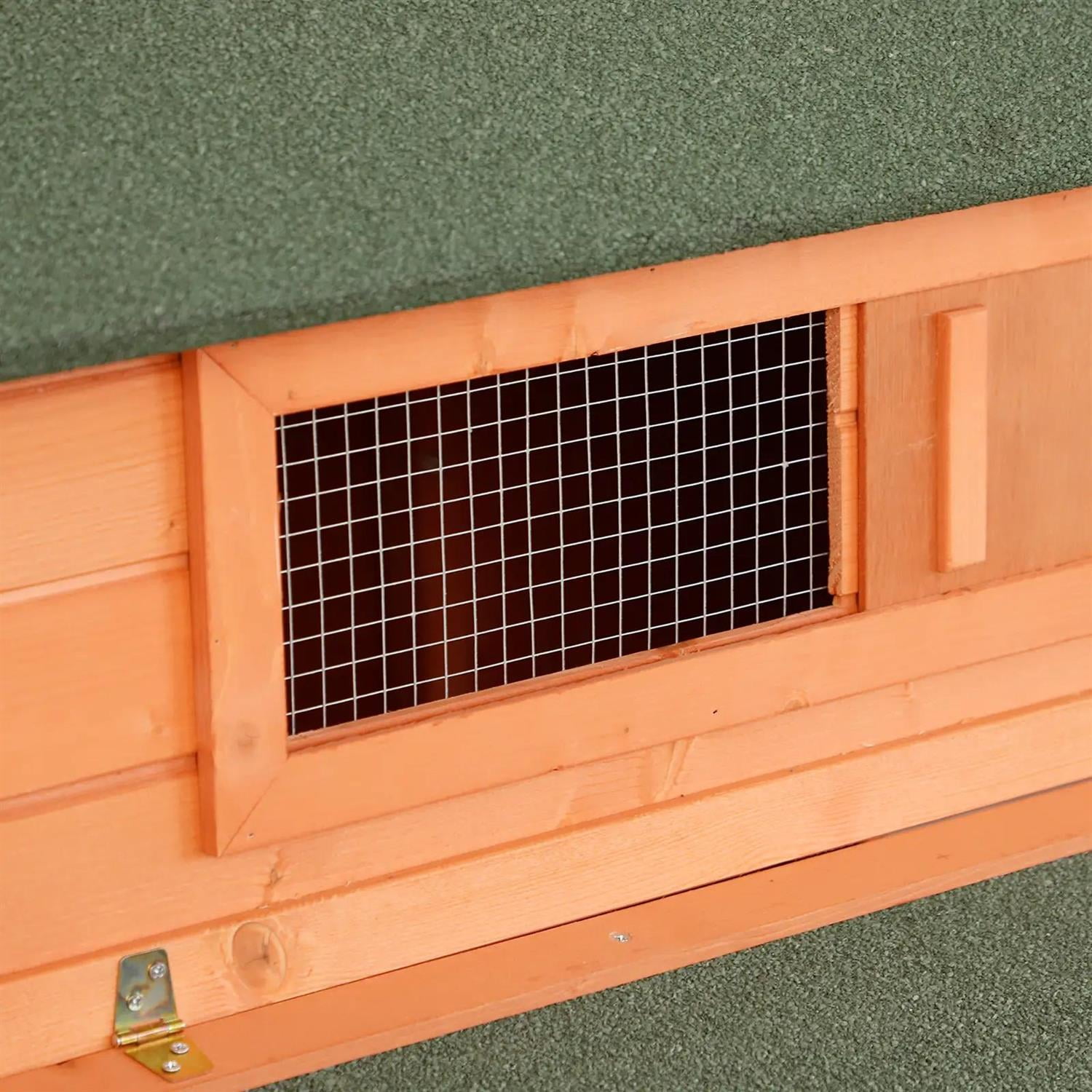 Pefilos 137" Large Chicken Coop Rabbit Hutch, Outdoor Wooden Poultry Cage Hen House with Nesting Box, Run for Garden Backyard, Orange