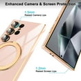 thumbnail image 4 of Dteck Screen Protector Case for Samsung Galaxy S24 Ultra,Magnetic Plating TPU Case Lens Camera Protector Mag-Safe Invisible Stand Shockproof Back Cover,Lightpink, 4 of 7