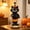 A, variant on Day of the Dead Sugar Skull Black Cat Figurine Skeleton Pattern Kitty with Floral Ear Ornament Spooky-Cute Halloween Tabletop Statue for Tiered Tray Mantel Shelf Indoor Home Decoration