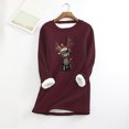 thumbnail image 1 of Pntutb estampado navideño moda mujer sudadera de lana gruesa terciopelo cálido cuello redondo ropa interior top Pntutb Pntutb-3456, 1 of 3