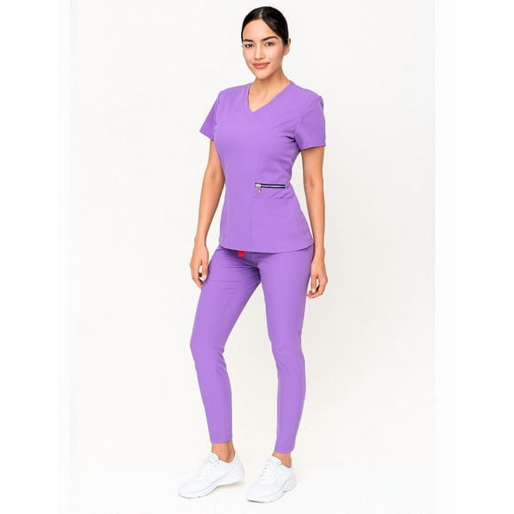 Scrubs Médicos Mujer | Uniformes para Doctoras y Enfermeras M11-J LILA MED