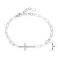 thumbnail image 3 of Forever Facets CZ Cross Paperclip Bracelet in Sterling Silver, 6.75" + 1.25" Extender, 3 of 6