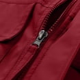 thumbnail image 3 of Mrmaere Hooded Multi Pocket Cargo Jacket Men Hooded Button Zip Up Casual Workwear Jacket Wine L, 3 of 7