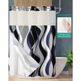 thumbnail image 2 of No Hook Shower Curtain with Snap in Liner, Gradient Gray Navy Blue Abstract Geometric Lines Hotel Shower Curtains for Bathroom, Washable Shower Curtain Liner Set with Mesh Top Window, 60"x72", 2 of 6