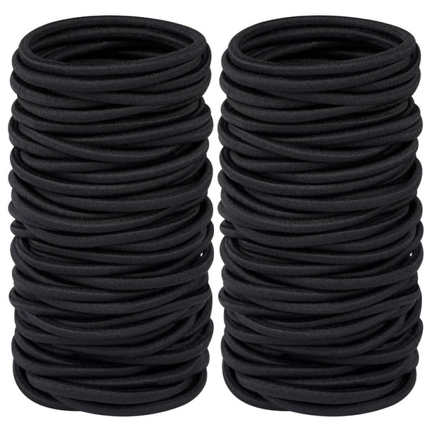 Hageolan Lazos Elásticos Para El Cabello Para Cabello Grueso, Pesado Y Rizado, 120 Piezas De Bandas Para El Cabello Para Cabello De Mujer, Soportes Para Coletas Negros A Granel (4 Mm)