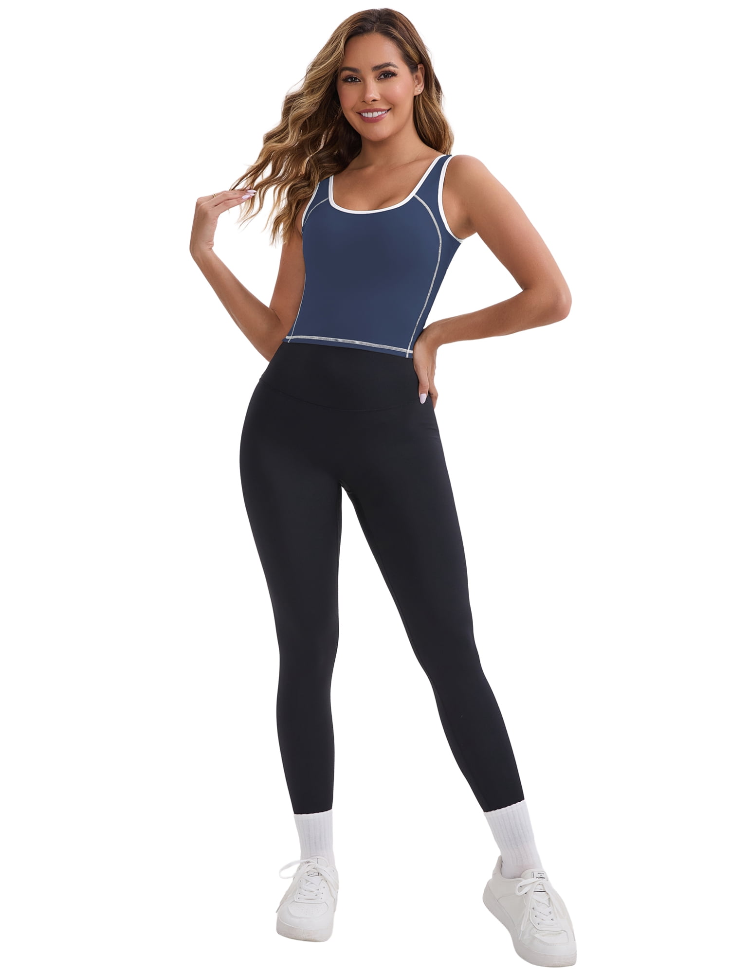 DARING DIVA Women's Nursing Tank Tops Colorblock Cropped Undershirts S Blue