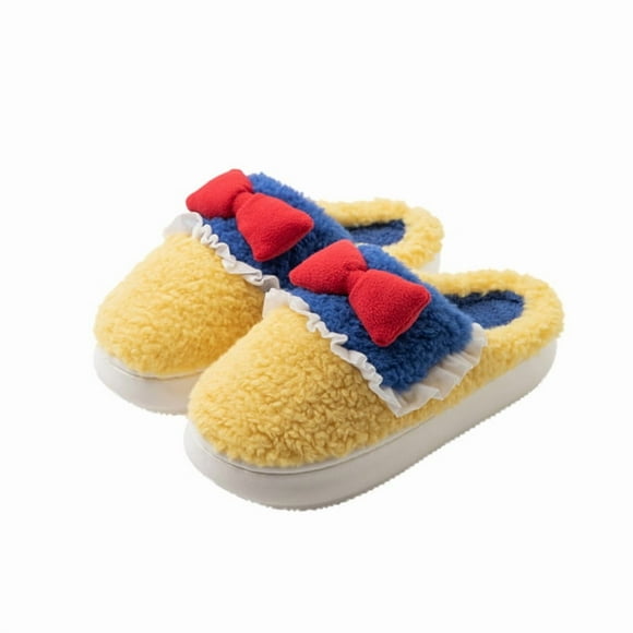 Zapatillas para niña, bonitas princesas de nieve, cálidas, de felpa, antideslizantes para interiores