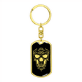 thumbnail image 4 of Calavera Mexican Sugar Skull 156 Stainless Steel or 18k Gold Premium Swivel Dog Tag Keychain, 4 of 16