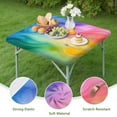 thumbnail image 4 of Colorful Tie Dye Wave Pattern Square Fitted Tablecloth with Elastic Edge,Square Table Cover,Washable Elastic Table Cover for Home Kitchen Party Decor 34"x34", 4 of 6