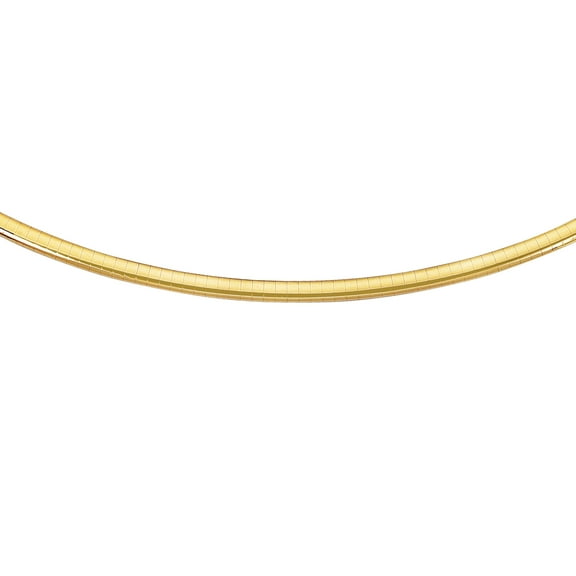 14K Yellow Solid Gold Classic Omega 4mm Chain Diamond Cut 18" long Necklace with Box Catch Clasp