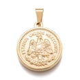 thumbnail image 4 of 2pc 304 Stainless Steel Coin Pendants Flat Round with Word Estados Unidos Mexicanos 50 Pesos Golden 29x25x4mm Hole: 5x7.5mm, 4 of 4
