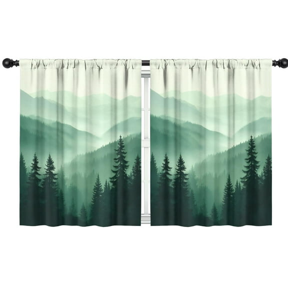 Blackout Kids Curtains,Misty Forest Landscape Childrens Insulated Curtains Set Of 2,Bedroom Essentials,Toddler Room Decor 42x54in(106x137cm)