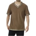 thumbnail image 1 of Camisas de Manga Corta de los Hombres Estilo Étnico Impreso Hendidura Cuello en V, Ligero Top Transpirable para la Primavera Y el Verano, 1 of 6