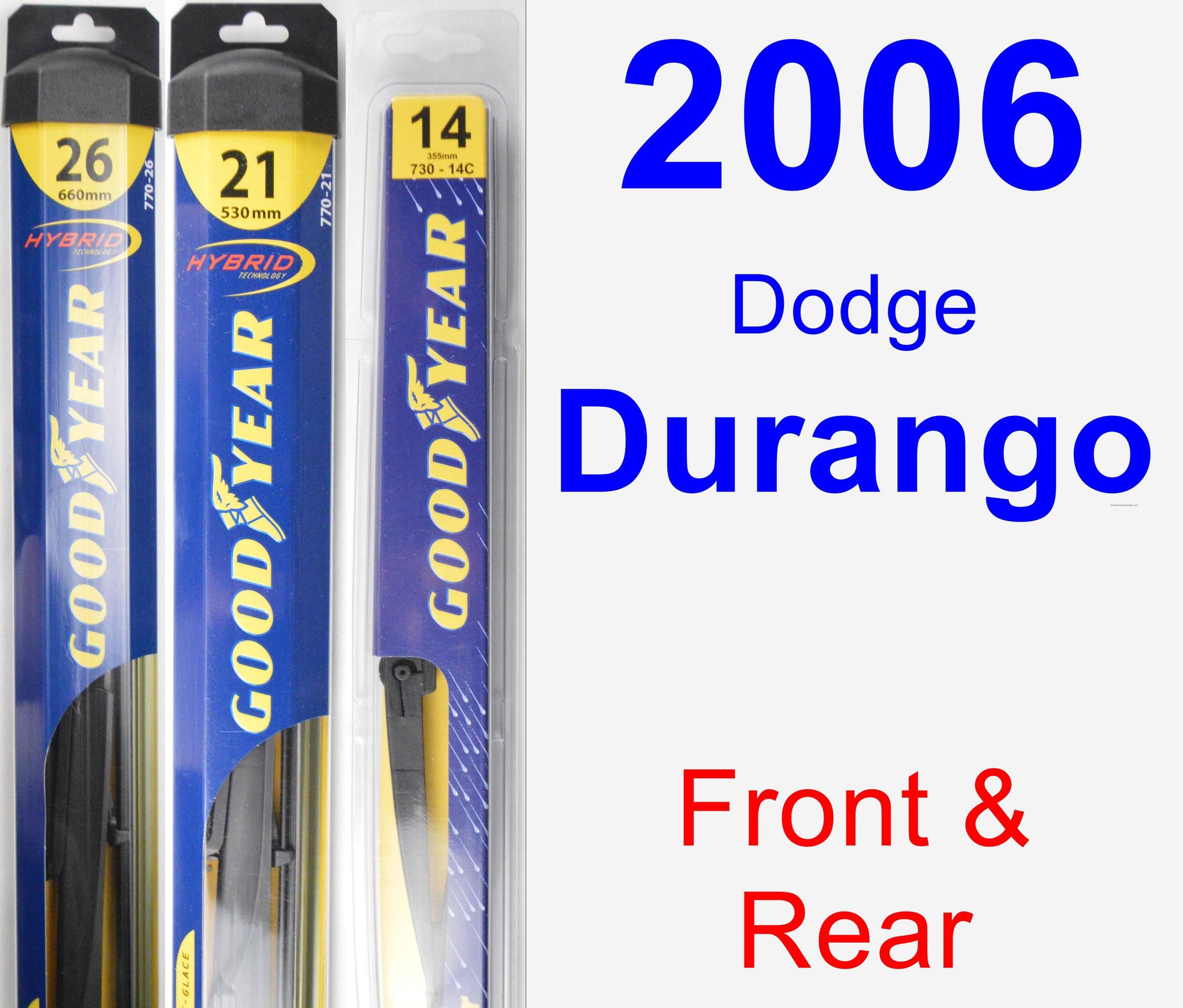 2006 Dodge Durango Wiper Blade Set/Kit (Front & Rear) (3 Blades) Rear