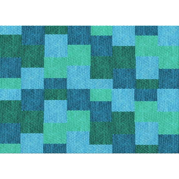 Ahgly Company Indoor Rectangle Patterned Dark Cyan Green Area Rugs, 8' x 12'