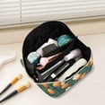 thumbnail image 2 of FORMRS Makeup Bag Travel Cosmetic Organizer for Women Fold Flat Zipper Pouch with Handle, Retro Floral Orange, 2 of 8
