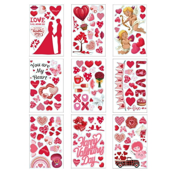 Clearance! Nomeni Stickers Valentine's Day Electrostatic Sticker Shop Window Glass Door and Window Decal Decoration Creative Love Refrigerator Sticker Home Decor A