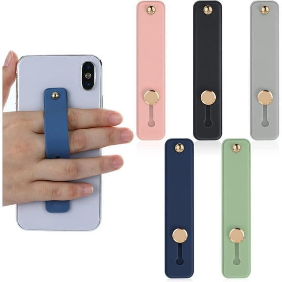 Phone Loop Finger Holder, 5 Pcs Phone Grip Holder, Finger Cell Phone Grip, Silicone Phone Finger Strap, Telescopic Mobile Phone Holder for All Smartphones (5 Colors)