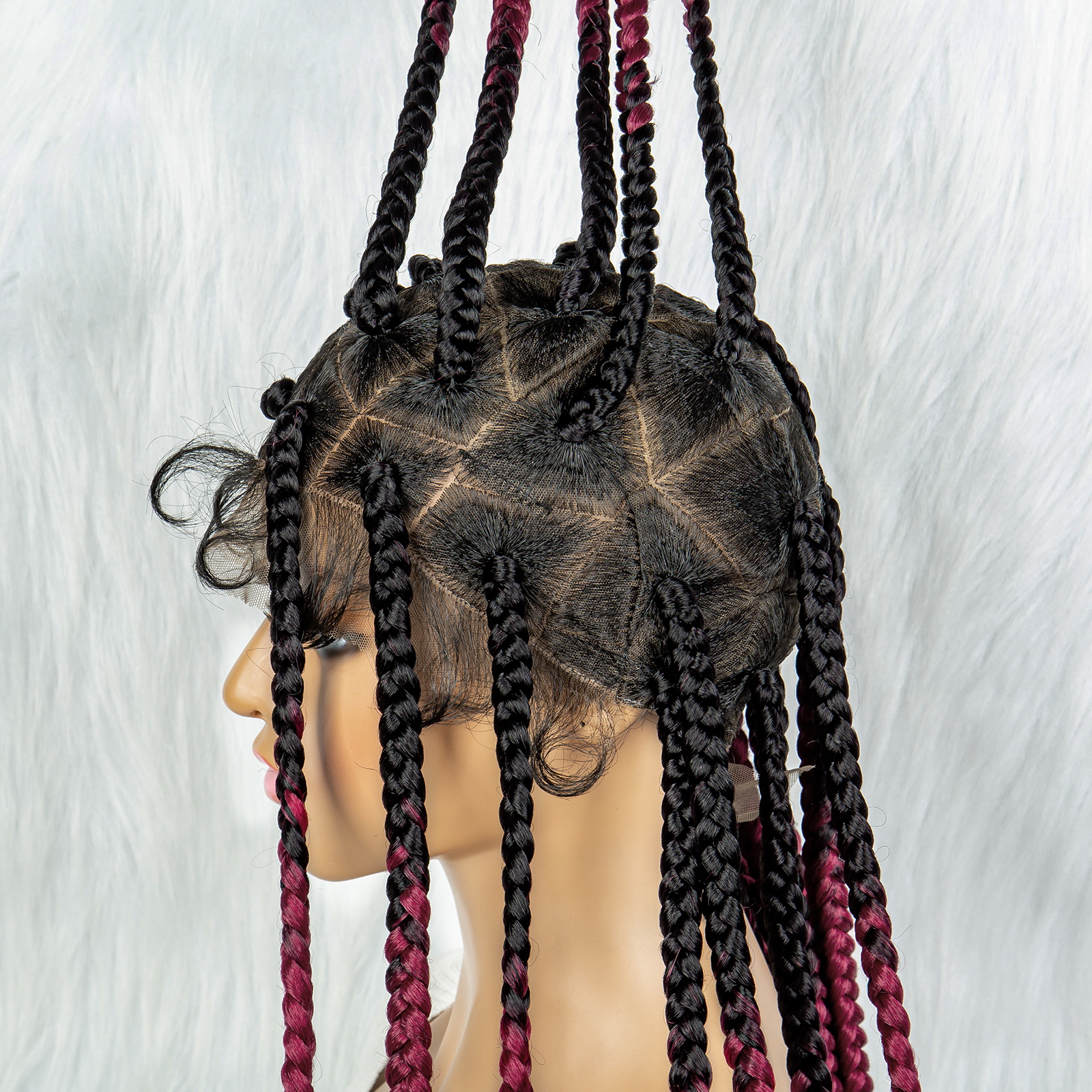 Braided Wigs for Women Full Double Lace Braided Wigs Knotless Box Synthetic Lace Front Braided Wigs Cornrow Braids with Baby Hair Handmade Braided Wigs 32 inches (OT/BUG Color)
