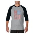thumbnail image 1 of MmF - Mens Raglan Sleeve Baseball T-Shirts, up to Size 3XL - American Flag 4th of July, 1 of 4