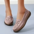 thumbnail image 5 of LOVZFMLL Women's Penny Loafers Non-Slip Cutout Breathable Walking Sneakers Slip On Leather Hollow Dress Flat Shoes Coffee 7.5, 5 of 9