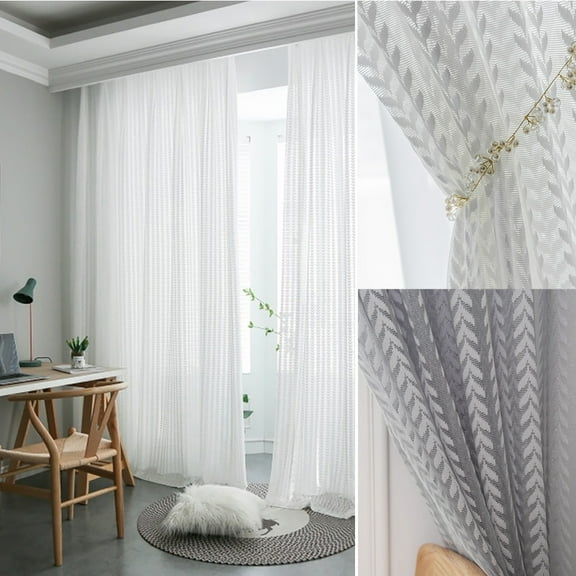 Cheer.US Sheer Luxury Curtain Panel Sheer Curtains Linen Look Semi Transparent Voile Grommet Curtains for Living Dining Room Drapes,Kitchen/Bedroom/Backdrop-44''/98''/102''