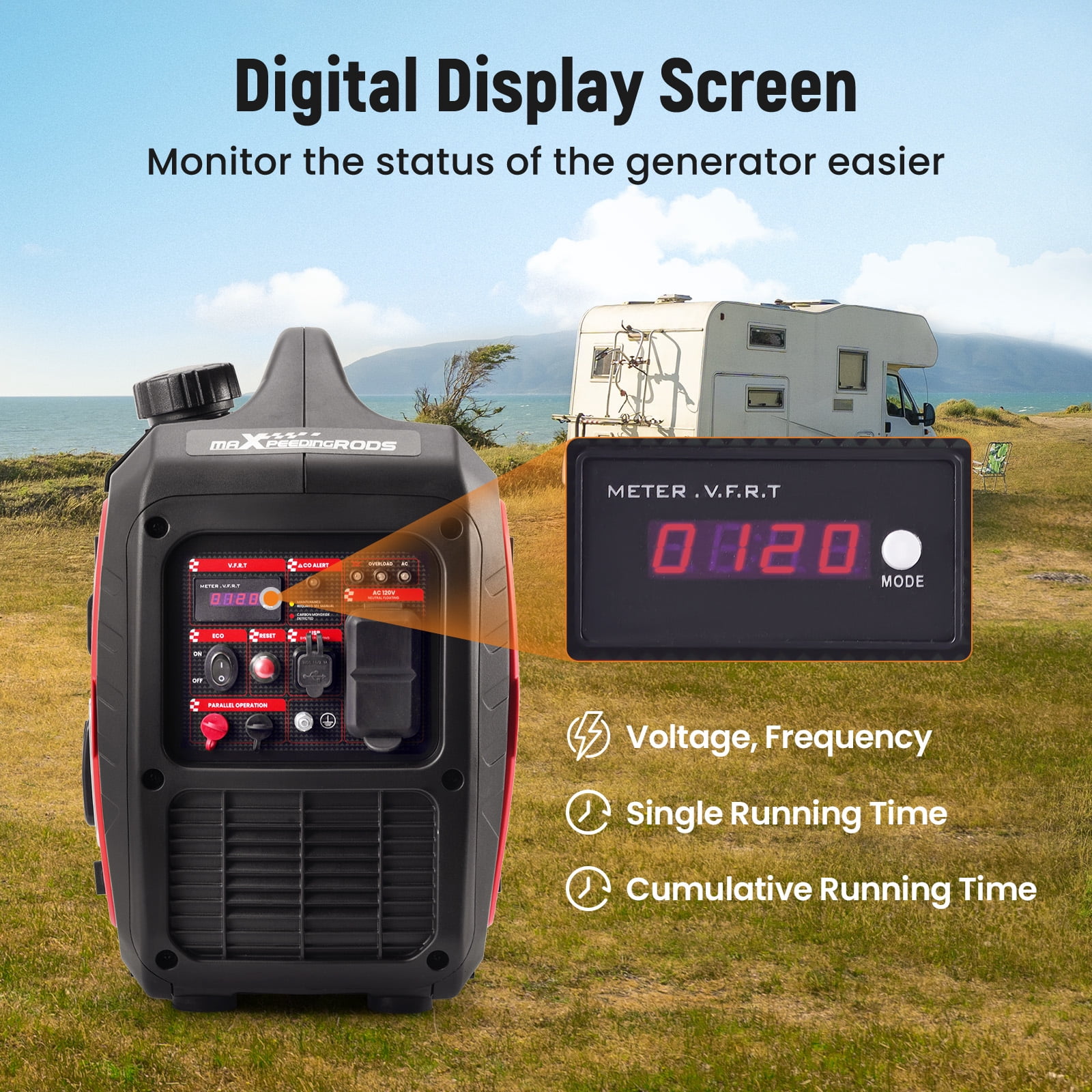 Maxpeedingrods 2850W Inverter Generator Portable Quiet Gasoline Power Supply for RV Home Use Camp