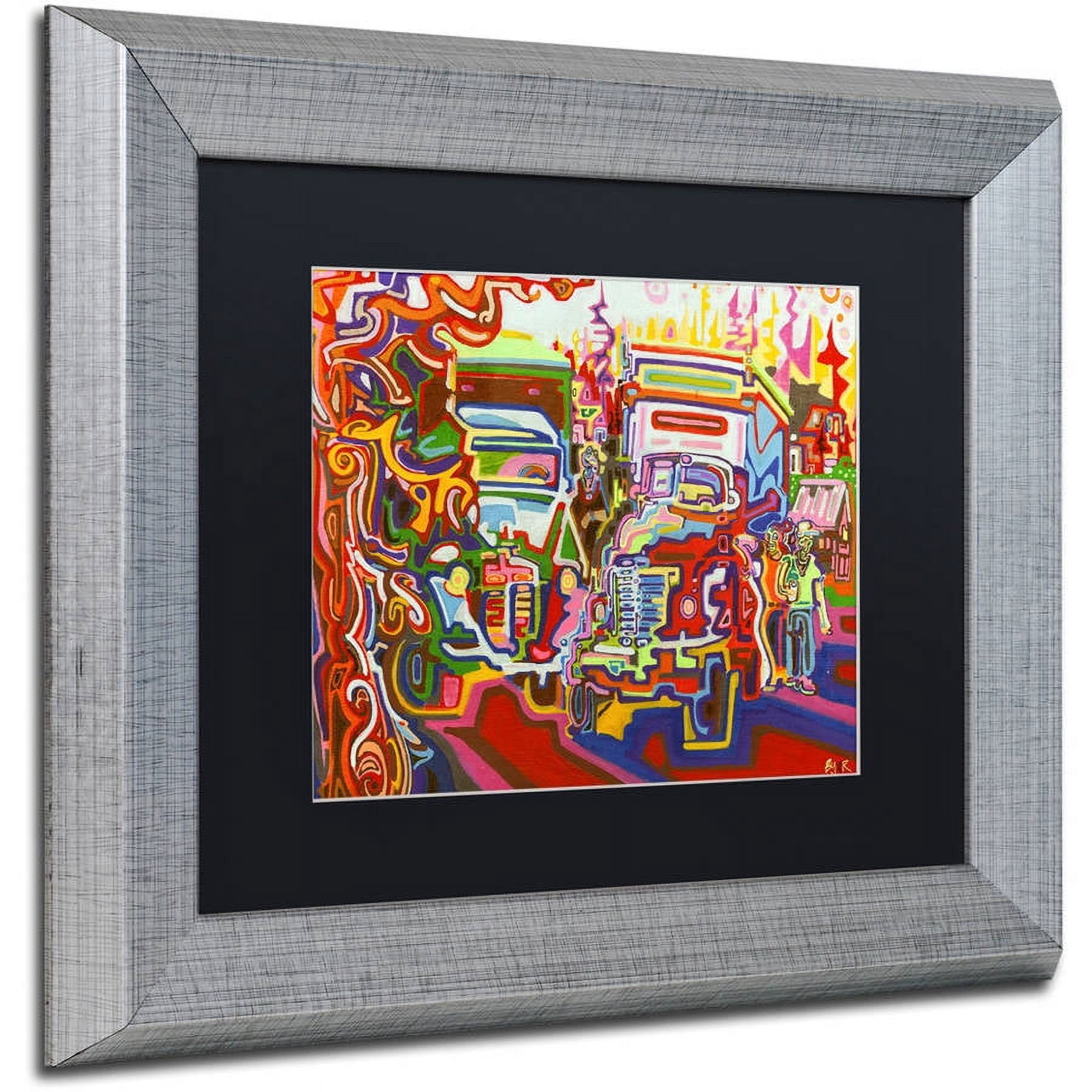 Trademark Fine Art "Trucks" Canvas Art by Josh Byer, Black Matte, Silver Frame