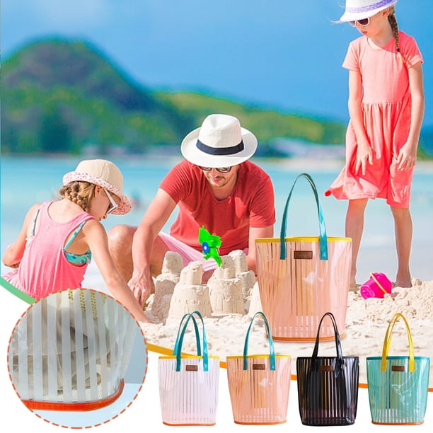 Bolso de playa transparente de PVC de gran capacidad - Bolsa impermeable para mujer, natación, compras y viajes, bolso portátil de hombro a rayas