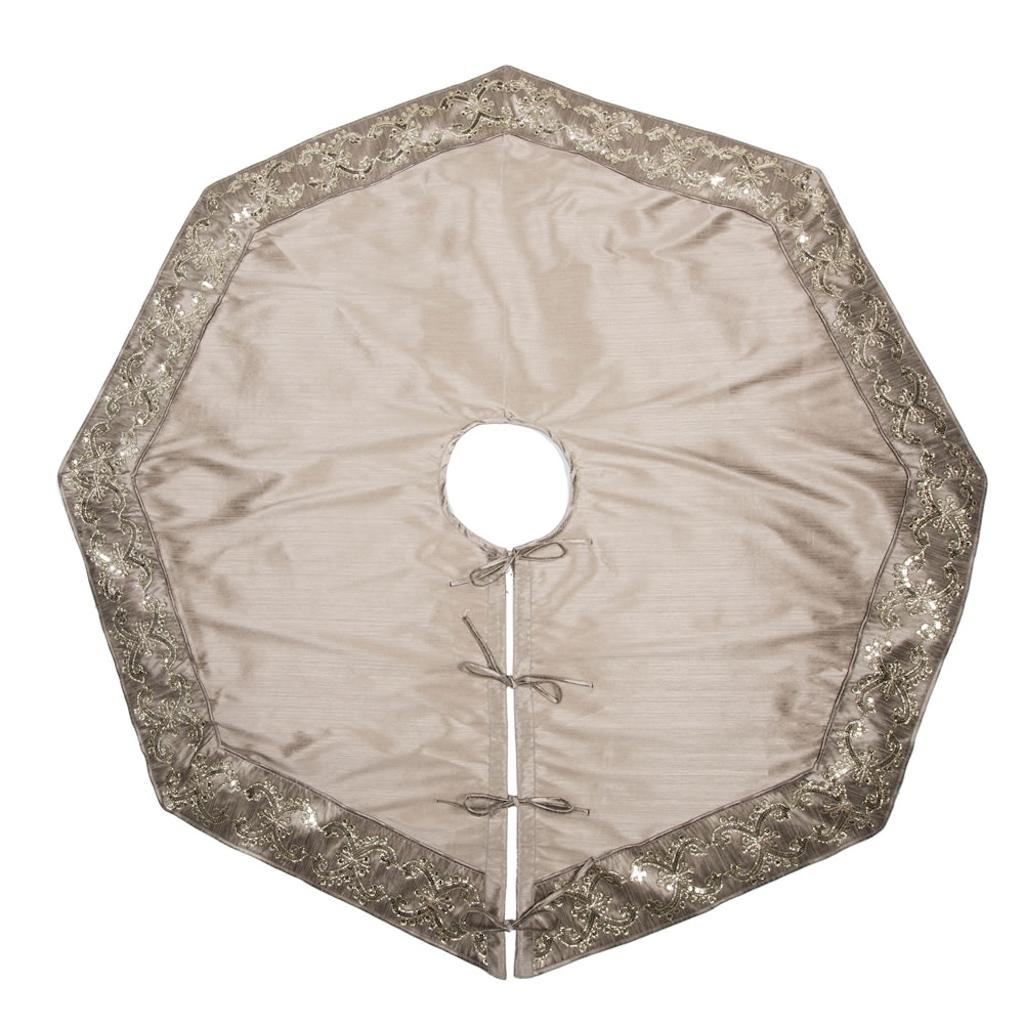 Vickerman 419366 54" Taupe Sequin Snowflake Tree Skirt (Q169456