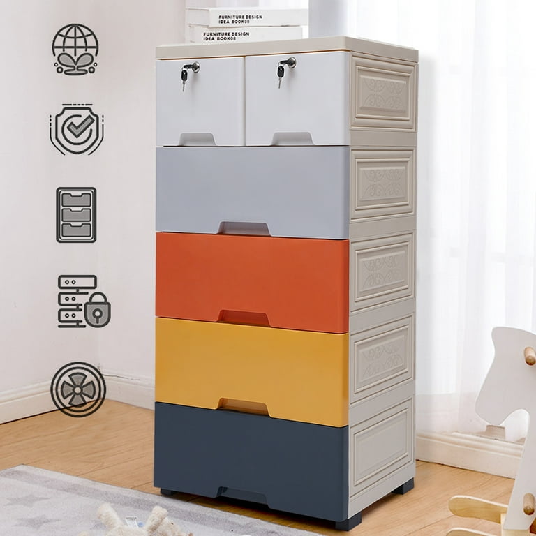 LOYALHEARTDY Plastic Drawers Dresser, Storage Cabinet with 6 Drawers,  Closet Drawers Tall Dresser Organizer, Vertical Clothes Storage Tower for