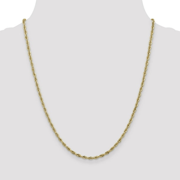 Saris And Things 14k Yellow Gold 14ky 2.8mm Semi-Solid Rope Chain 20 Inch Multicolor Size 20