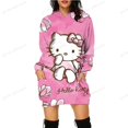 thumbnail image 3 of Sudadera con estampado de bloqueo de HELLO KITTY para mujer, sudadera informal de manga larga con cuello redondo, sudadera con capucha ajustada para otoño, 3 of 5