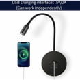 thumbnail image 3 of Adjustable LED Wall Light with USB Charging Port, 3W 3000K + 8W 6000K, Black, for Bedroom Ambiance, 3 of 5