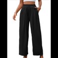 thumbnail image 1 of Pantalones Casuales para Mujer, Holgados, con Cordón, Cintura Alta, Pierna , para Playa y Bolsillos. Negro L, 1 of 9