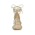 thumbnail image 6 of BLISSFUL STEP Women's Lace Up Strappy Block High Heels Sandals Gold 11, 6 of 7