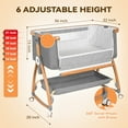 thumbnail image 3 of RUPOUN Bassinet Bedside Sleeper, Portable Baby Crib with 6 Adjustable Heights and Breathable Mesh Panels, Foldable, Gray, 3 of 7