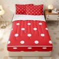 thumbnail image 2 of Erosebridal Oversized Retro Polka Dot Zipper Twin Comforter Sets with Fitted Sheet and 2 Pillowcases,Large White Circle Grid Print Zipper Bedding Set,Scarlet White,4-Piece,Reversible, 2 of 6