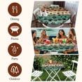 thumbnail image 7 of Teal Green Brown Round Tablecloth, Fitted Table Cover with Elastic for 45"-54" Round Tables, Farmhouse Dog Paw Vintage Table Cloth Outdoor Indoor Dinning Party Waterproof Tablecloths, 7 of 7