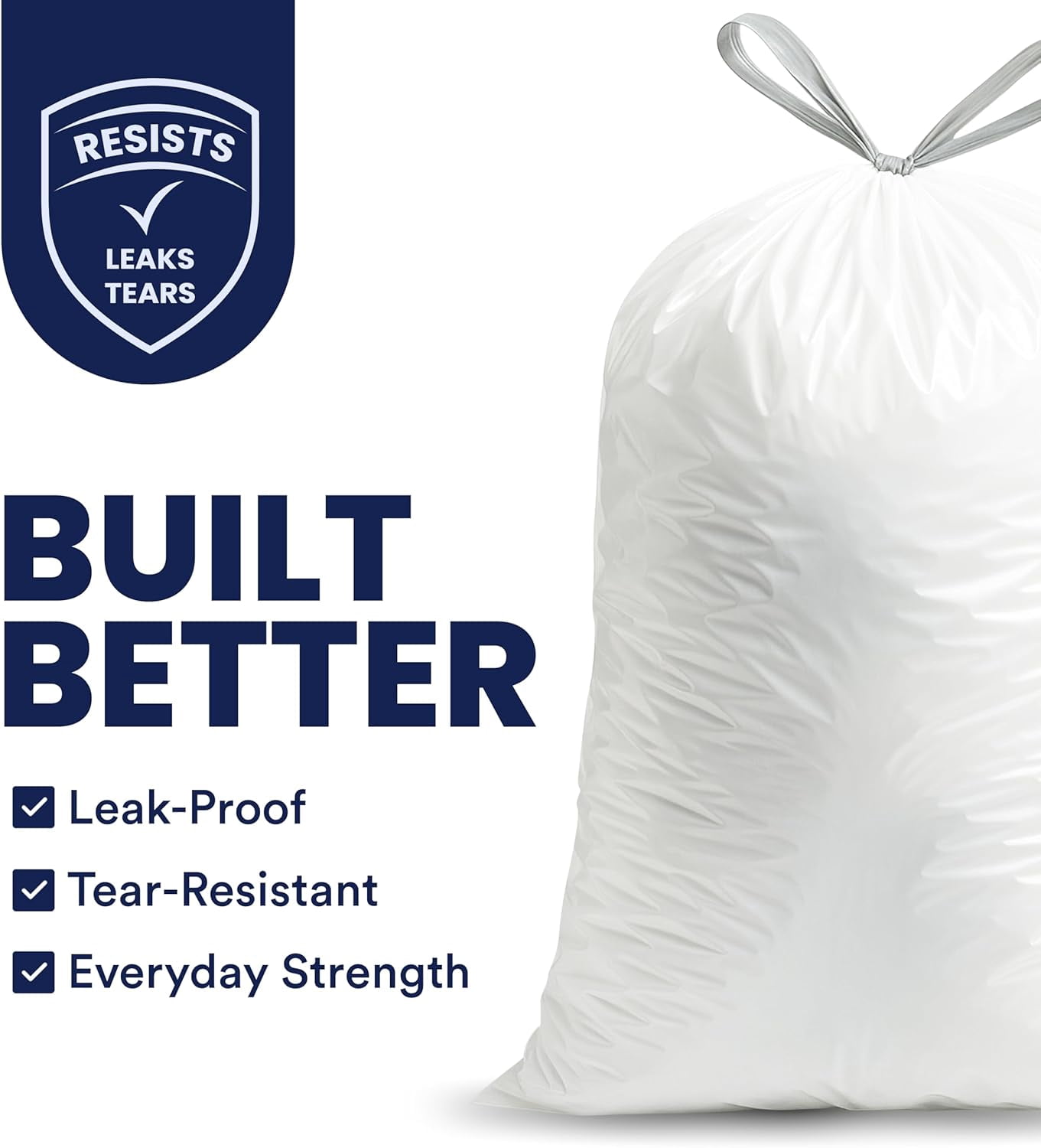 4 Gallon White Drawstring Trash Bags, 200 Count (Pack of 1) – 0.7 Mil Leak-Proof Garbage Liners for Small Trash Can, Bathroom, Kitchen, Office, and Car Use