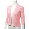 thumbnail image 2 of Cielo Women's 3/4 Sleeve Solid Open Front Cropped Bolero Shurug Light Cardigan, 2 of 5