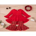 thumbnail image 2 of MesaSe Toddler Baby Girls Spring Princess Flare Pants Set O-Neck Ruffles Tops + Bell Bottom Pants Headband, 2 of 6