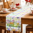 thumbnail image 5 of Watercolor Truck Flowers Table Runner 60 Inches, Spring Butterflies Botanical Plaid Bed Runner Dresser Scarves Tabletop for Indoor Outdoor Parties/Ceremony/Banquet, 13" x 60", 5 of 8