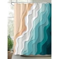thumbnail image 2 of Fsddascl Turquoise Coastal Beach Shower Curtain Set - Small 36" x 72" Washable Bathtub Curtain with 12 Hooks, Modern Ombre Sea Waves Art Waterproof Fabric Stall Shower Curtains for Bathroom/Bathtub, 2 of 6