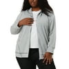 MODA NOVA Juniors' Plus Jacket Zip Front Long Sleeve Hoodies Jacket Gray 3X